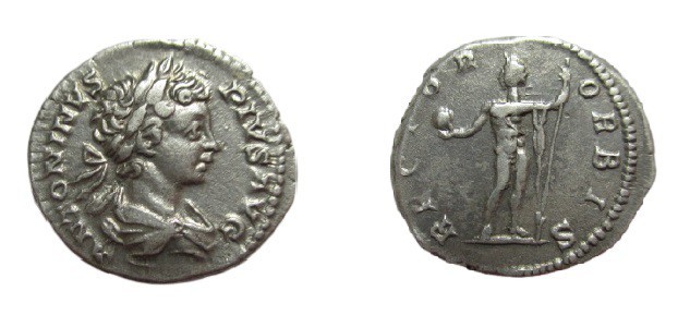 Denarius AR
Caracalla (198-217), Sol holding globe and reversed spear

20 mm,...