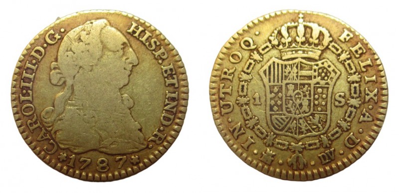 Escudo AV
Carol III, Spain 1787, CAROL III DG HISP ET IND R / IN UTROQ FELIX AD...