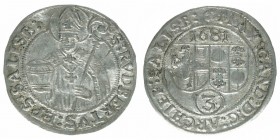 Groschen AR
Erzbistum Salzburg, Max Gandolph, 1681
20 mm, 1,60 g