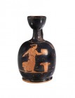 Attic red-figure squat lekythos. 2nd half 5th century B.C. On the corpus a woman with a box in front of an altar. Neck, handle and spout replaced, wit...