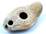 A late Roman (Byzantine) clay lamp, Holy Land, 6th - 7th century A.D. Intact
