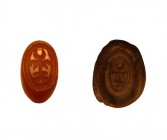 Sassanid seal from carneol , altar, 5th-6th century AD, 13 x 8 mm