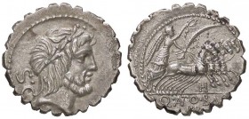 ROMANE REPUBBLICANE - ANTONIA - Q. Antonius Balbus (83-82 a.C.) - Denario serrato - Testa di Giove a d. /R Vittoria su quadriga a d. B. 1; Cr. 364/1 (...
