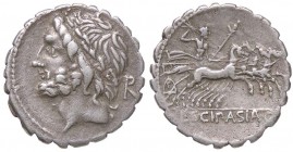 ROMANE REPUBBLICANE - CORNELIA - L. Cornelius Scipio Asiagenus (106 a.C.) - Denario serrato - Testa di Giove a s. /R Giove in quadriga verso d. B. 24;...