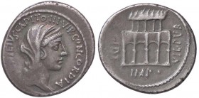 ROMANE REPUBBLICANE - DIDIA - Titus Didius (55 a.C.) - Denario - Testa della Concordia a d. /R La Villa Pubblica sostenuta da arcate e colonne B. 1; C...