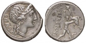 ROMANE REPUBBLICANE - HERENNIA - M. Herennius (108-107 a.C.) - Denario - Testa della Pietà a d. /R Anfinomus a d. porta il padre sulle spalle B. 1; Cr...