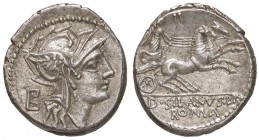 ROMANE REPUBBLICANE - JUNIA - D. Junius Silanus L. f. (91 a.C.) - Denario - Testa di Roma a d. /R La Vittoria su biga a d. B. 15; Cr. 337/3 (AG g. 3,8...