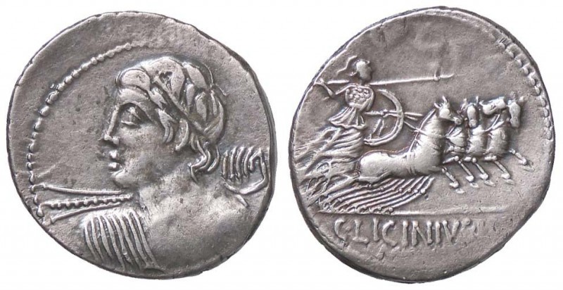 ROMANE REPUBBLICANE - LICINIA - C. Licinius L. f. Macer (84 a.C.) - Denario - Bu...