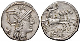 ROMANE REPUBBLICANE - MAENIA - P. Maenius Antiaticus M. f (132 a.C.) - Denario - Testa di Roma a d. /R La Vittoria su quadriga verso d. B. 7; Cr. 249/...