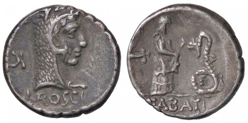 ROMANE REPUBBLICANE - ROSCIA - L. Roscius Fabatus (64 a.C.) - Denario serrato - ...