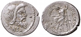 ROMANE REPUBBLICANE - VIBIA - C. Vibius C. f C. n. Pansa Caetronianus (48 a.C.) - Denario - Testa di Pan a d. /R Giove seduto a s. con patera e lancia...
