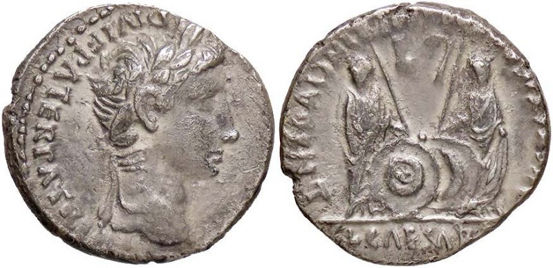 ROMANE IMPERIALI - Augusto (27 a.C.-14 d.C.) - Denario (Lugdunum) - Testa laurea...