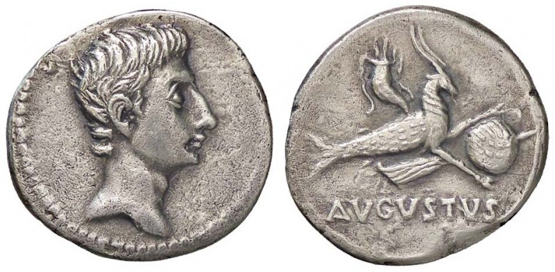 ROMANE IMPERIALI - Augusto (27 a.C.-14 d.C.) - Denario - Testa a s. /R Capricorn...