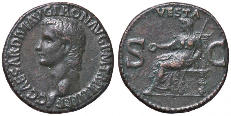 ROMANE IMPERIALI - Caligola (37-41) - Asse - Testa a s. /R Vesta seduta a s. con...