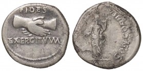 ROMANE IMPERIALI - Guerre Civili (68-69) - Denario - Mani congiunte /R La Concordia stante a s. con ramo e cornucopia C. 359 (Galba, 30 Fr.); RIC 118 ...