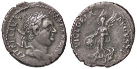 ROMANE IMPERIALI - Vitellio (69) - Denario - Testa laureata a d. /R La Vittoria andante a s. con scudo C. 99 (12 Fr.); RIC G9 (AG g. 3,36)
BB+