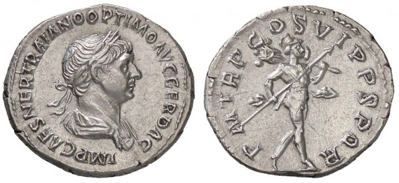 ROMANE IMPERIALI - Traiano (98-117) - Denario - Busto laureato e drappeggiato a ...