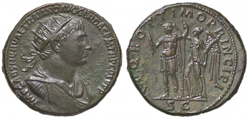 ROMANE IMPERIALI - Traiano (98-117) - Dupondio - Busto radiato a d. /R Traiano s...