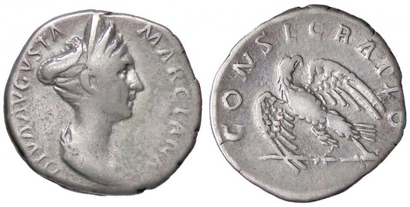 ROMANE IMPERIALI - Marciana (sorella di Traiano) - Denario - Busto drappeggiato ...