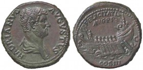 ROMANE IMPERIALI - Adriano (117-138) - Sesterzio - Busto drappeggiato a d. /R Galera con dei rematori e un pilota a d. C. 699 (AE g. 21,4) Ritocchi
S...