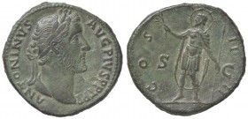 ROMANE IMPERIALI - Antonino Pio (138-161) - Sesterzio - Busto laureato a d. /R L'Imperatore stante a s. con nimbo radiato, lancia e ramoscello C. 318;...