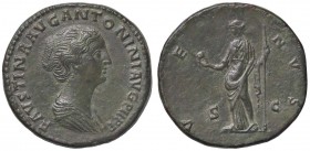 ROMANE IMPERIALI - Faustina II (moglie di M. Aurelio) - Sesterzio - Busto drappeggiato a d. /R Venere stante a s. con mela e scettro C. 250 (AE g. 23,...