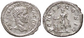 ROMANE IMPERIALI - Geta (209-212) - Denario - Busto drappeggiato a d. /R Il Genio stante a s. con patera e due spighe presso un altare acceso C. 114; ...
