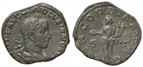 ROMANE IMPERIALI - Volusiano (251-253) - Sesterzio - Busto drappeggiato e laureato a d. /R La Concordia stante a s. con patera e doppia cornucopia C. ...