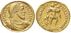 ROMANE IMPERIALI - Giuliano II (360-363) - Solido (Antiochia) - Busto diademato e drappeggiato a d. /R L'Imperatore andante a con stendardo sulle spal...