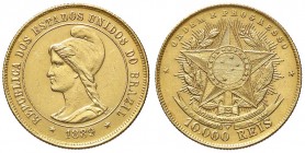 ESTERE - BRASILE - Repubblica (1889) - 10.000 Reis 1889 Kr. 496 NC (AU g. 8,99)
SPL