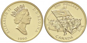 ESTERE - CANADA - Elisabetta II (1952) - 200 Dollari 1990 - Folla con bandiera Kr. 178 (AU g. 17,13) In confezione
FS