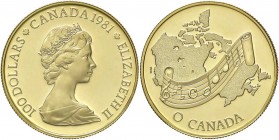 ESTERE - CANADA - Elisabetta II (1952) - 100 Dollari 1981 - Pentagramma su mappa Kr. 131 (AU g. 16,97) In confezione
FS