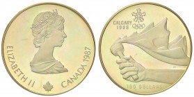 ESTERE - CANADA - Elisabetta II (1952) - 100 Dollari 1987 - Olimpiadi Kr. 158 (AU g. 13,33)Bordo iscritto In confezione
FS
