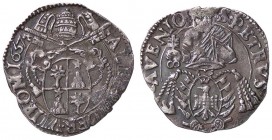 ZECCHE ITALIANE - AVIGNONE - Alessandro VII (1655-1667) - Carlino 1657 Ser. 145; Munt. 36a RRR (AG g. 2,11) Appiccagnolo abilmente rimosso
BB-SPL