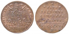 ZECCHE ITALIANE - BOLOGNA - Pio VII (1800-1823) - Quattrino 1816 A. XVI Pag. 105; Mont. 145 RRR CU
qFDC