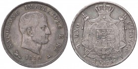 ZECCHE ITALIANE - BOLOGNA - Napoleone I, Re d'Italia (1805-1814) - 5 Lire 1810 Gig. 105 RRRR AG Contorno in incuso
bel BB