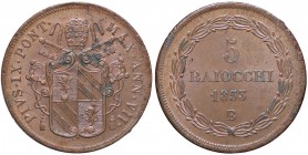 ZECCHE ITALIANE - BOLOGNA - Pio IX (1846-1866) - 5 Baiocchi 1853 A. VII Pag. 301; Mont. 260 R CU
SPL