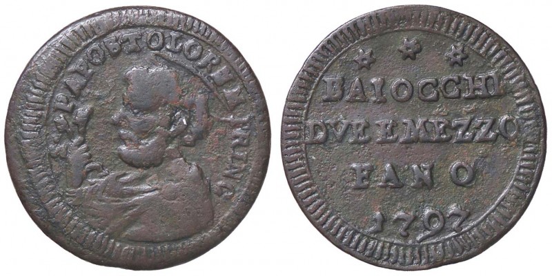 ZECCHE ITALIANE - FANO - Pio VI (1775-1799) - Sampietrino 1797 CNI 5; Munt. 312 ...