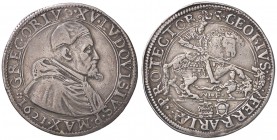 ZECCHE ITALIANE - FERRARA - Gregorio XV (1621-1623) - Piastra 1621 CNI 4; Munt. 38 RRRR (AG g. 31,7)Al R/GEORIUS
qBB
