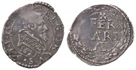 ZECCHE ITALIANE - FERRARA - Gregorio XV (1621-1623) - Mezzo grosso 1621 CNI 17; Munt. 46 RRR (AG g. 0,63) Debolezza marginale di conio
BB+
