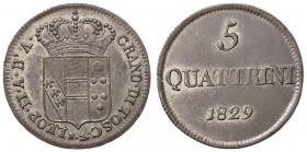 ZECCHE ITALIANE - FIRENZE - Leopoldo II di Lorena (1824-1859) - 5 Quattrini 1829 Pag. 173; Mont. 378 RRR CU
qFDC