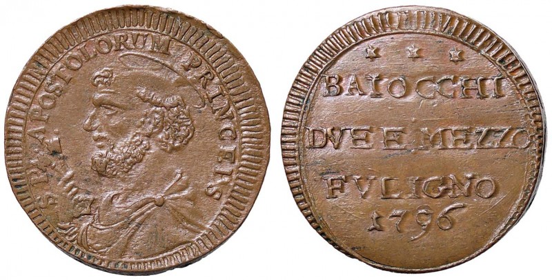 ZECCHE ITALIANE - FOLIGNO - Pio VI (1775-1799) - Sampietrino 1796 CNI 16; Munt. ...