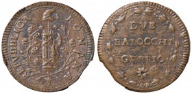 ZECCHE ITALIANE - GUBBIO - Repubblica Romana (1798-1799) - 2 Baiocchi Pag. 33; Mont. 2 RR (CU g. 17,61)
qSPL/BB+