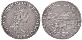 ZECCHE ITALIANE - LIVORNO - Cosimo III (1670-1723) - Tollero 1687 CNI 31; D.G. 133 R (AG g. 27,01) Lieve screpolatura di metallo sui capelli
BB