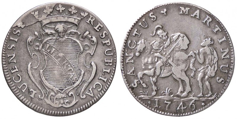 ZECCHE ITALIANE - LUCCA - Repubblica (1369-1799) - San Martino da 15 1746 CNI 80...