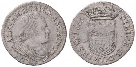 ZECCHE ITALIANE - MASSA DI LUNIGIANA - Alberico II Cybo Malaspina, secondo periodo (1664-1690) - Da 7 Bolognini 1666 CNI 24/25; MIR 324 RRR (AG g. 2,0...