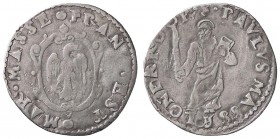 ZECCHE ITALIANE - MASSA LOMBARDA - Francesco d'Este (1562-1578) - Mezzo giulio CNI 42/49; MIR 449 RRR (AG g. 1,45)
qBB