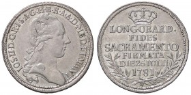 ZECCHE ITALIANE - MILANO - Giuseppe II d'Asburgo-Lorena (1780-1790) - Lira del Giuramento 1781 CNI 8; Mont. 108 R (AG g. 6,21)
SPL+