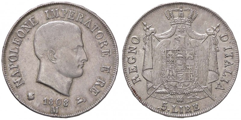 ZECCHE ITALIANE - MILANO - Napoleone I, Re d'Italia (1805-1814) - 5 Lire 1808 Pa...