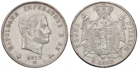 ZECCHE ITALIANE - MILANO - Napoleone I, Re d'Italia (1805-1814) - 5 Lire 1812 Pag. 30; Mont. 226 (AG g. 24,99)Puntali aguzzi
SPL/SPL+